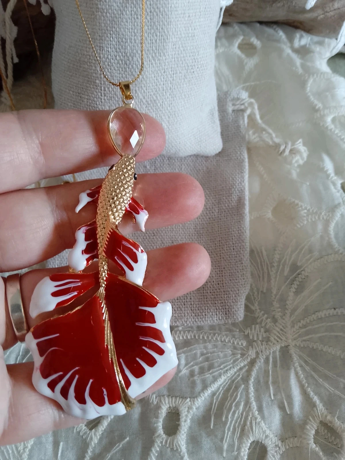 Collier poisson avec pierre de cristal de roche – photo 3
